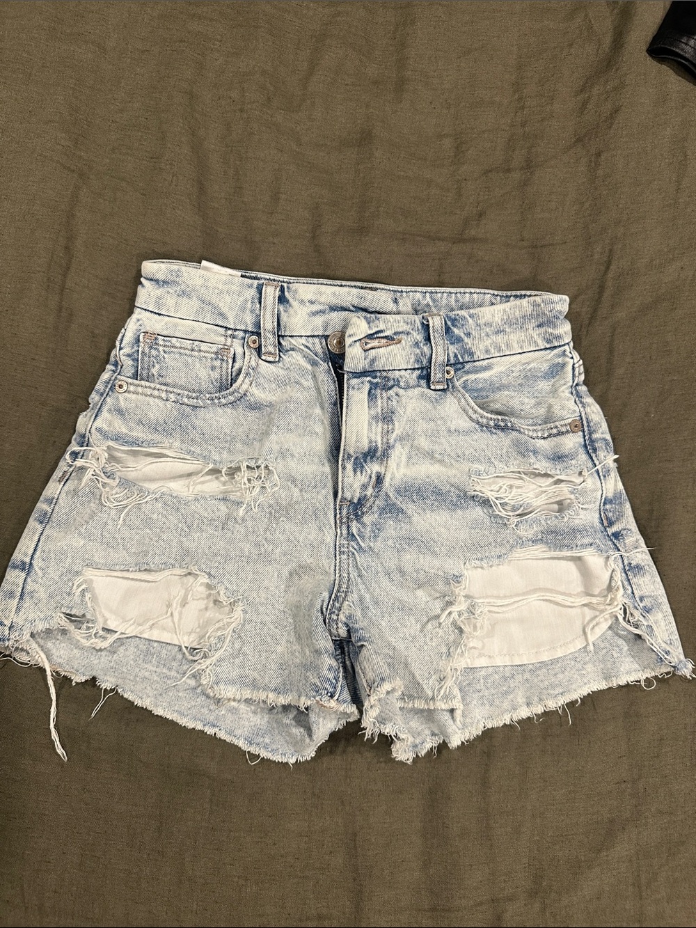 American Eagle Outfitters Light Blue Distressed Denim Shorts
